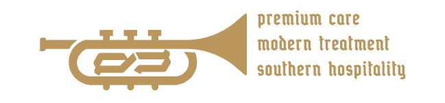 NOLA Detox trumpet with text about alcohol and substance treatment.