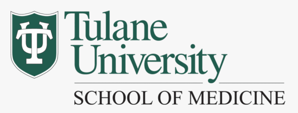 Tulane University School of Medicine logo with shield and text.